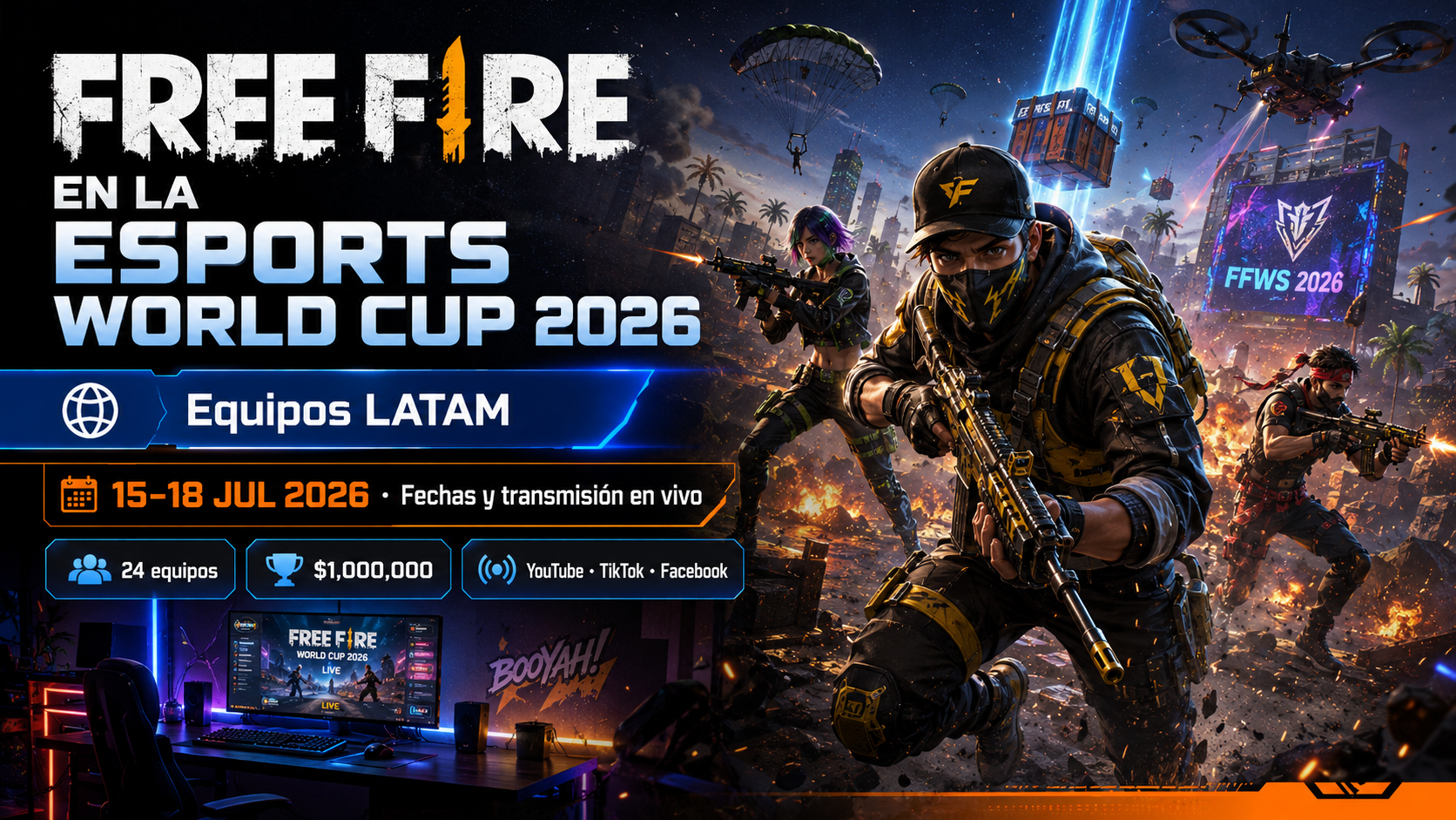 Free Fire en la Esports World Cup 2026: equipos LATAM, fechas y cómo verla en vivo